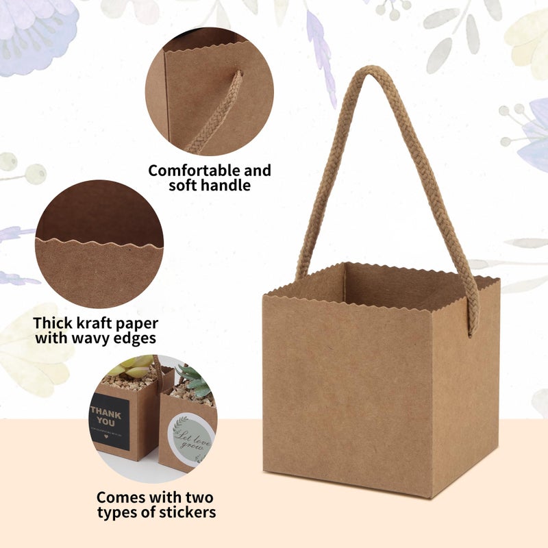 Temlum Succulent Wrap Bags with Thank You & Let Love Grow Stickers  Succulent Gift Box Fits 2.5 Inch Pots Wedding  Baby Shower  Succulent Party Favors for Guests (40pcs) - Image 3